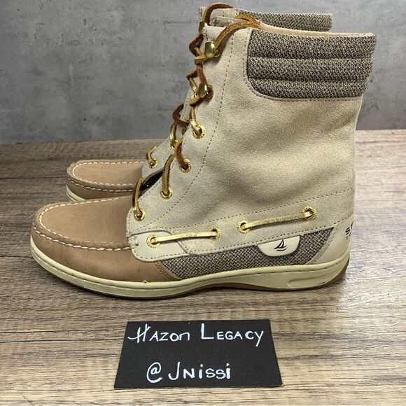Sperry Top-Sider~Women’s~Hikerfish Tan Ankle Boots~Size 6.5 - Picture 1 of 10